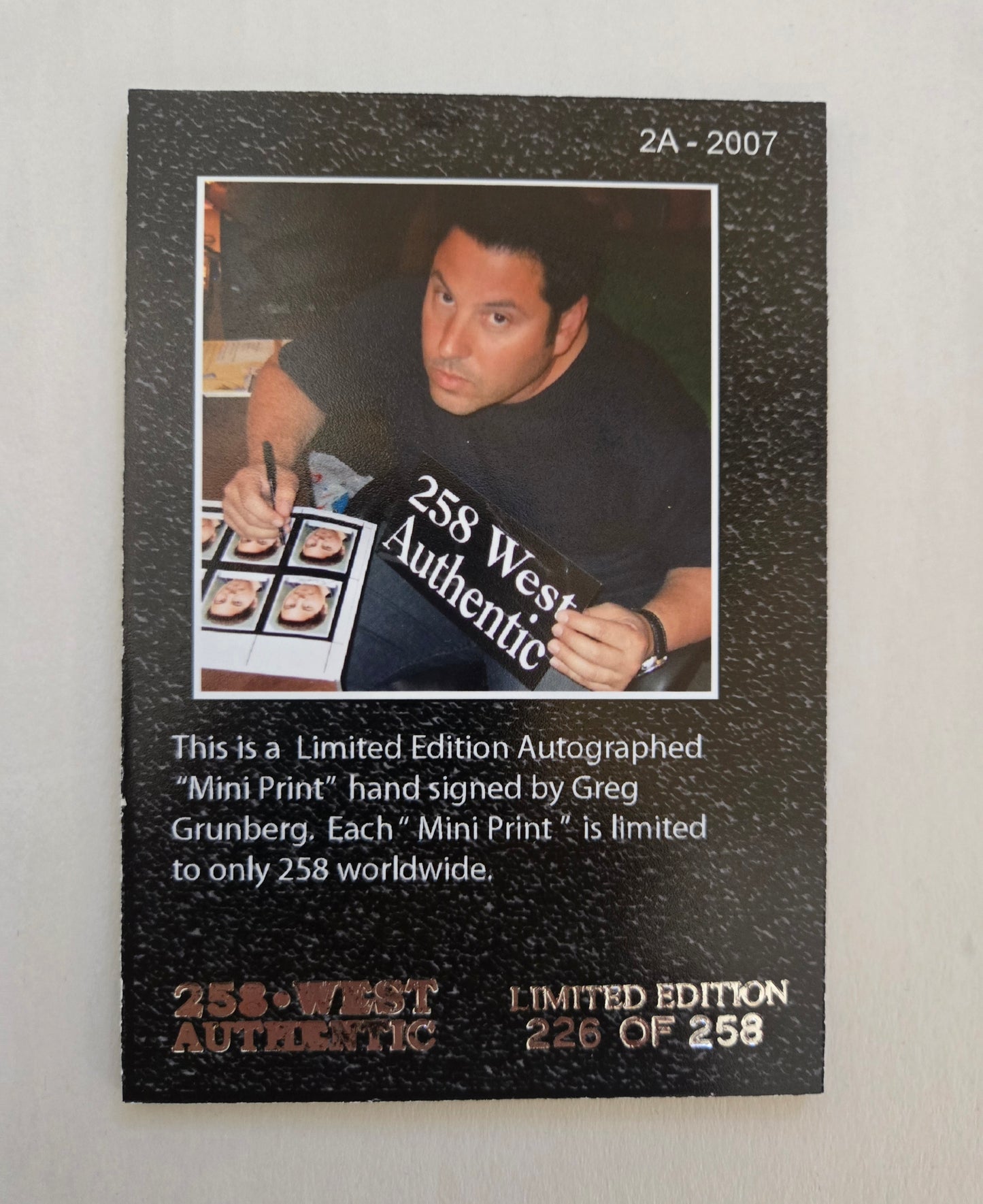 Greg Grunberg Authentic Certified Autograph Card 2A 2007 - 258 West Authentic