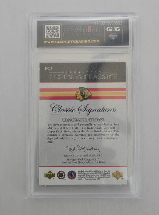 2004 Mikita / Hull UD Legends Classic Signatures # DC3 (46/75) | Graded GMG 10 / 10 Auto