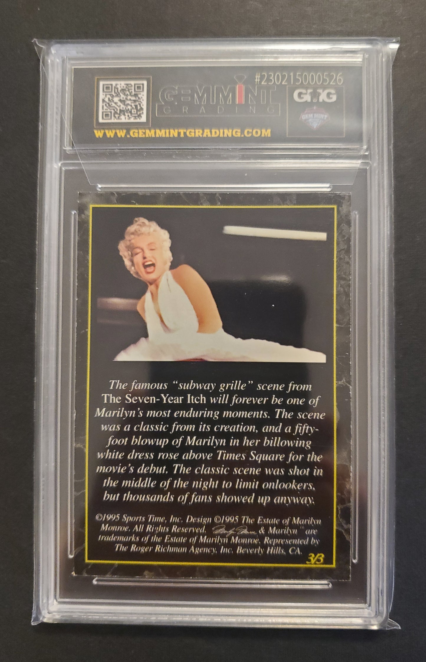 Marilyn Monroe Authentic Certified Gold Auto Card 1995 #3/3 - Graded GMG 7.5