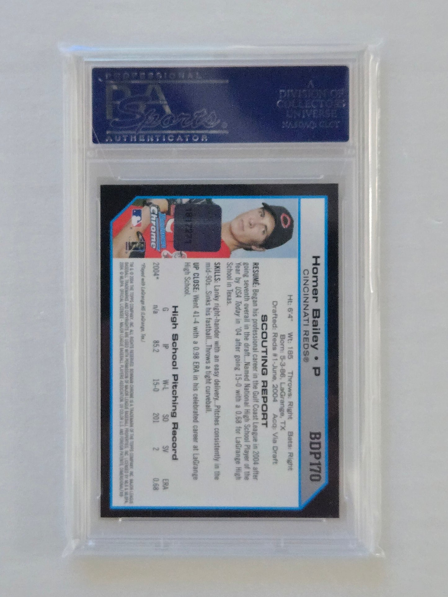 Homer Bailey #170 | 2004 Bowman Chrome Autograph | Graded 10 Gem Mint