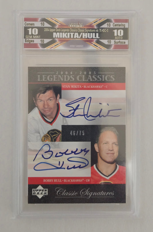 2004 Mikita / Hull UD Legends Classic Signatures # DC3 (46/75) | Graded GMG 10 / 10 Auto