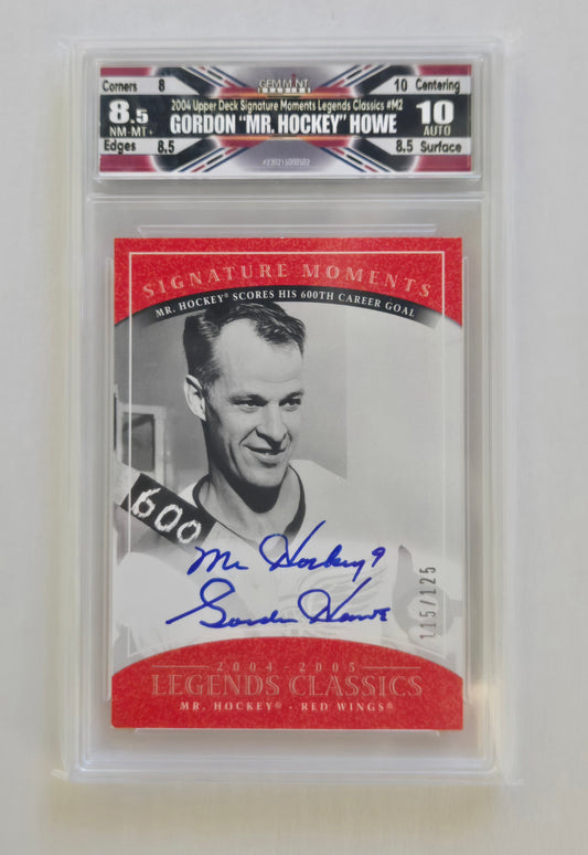2004 Gordie Howe UD Legends Classics Signature Moments # M2 | Graded GMG 8.5 / 10 Auto