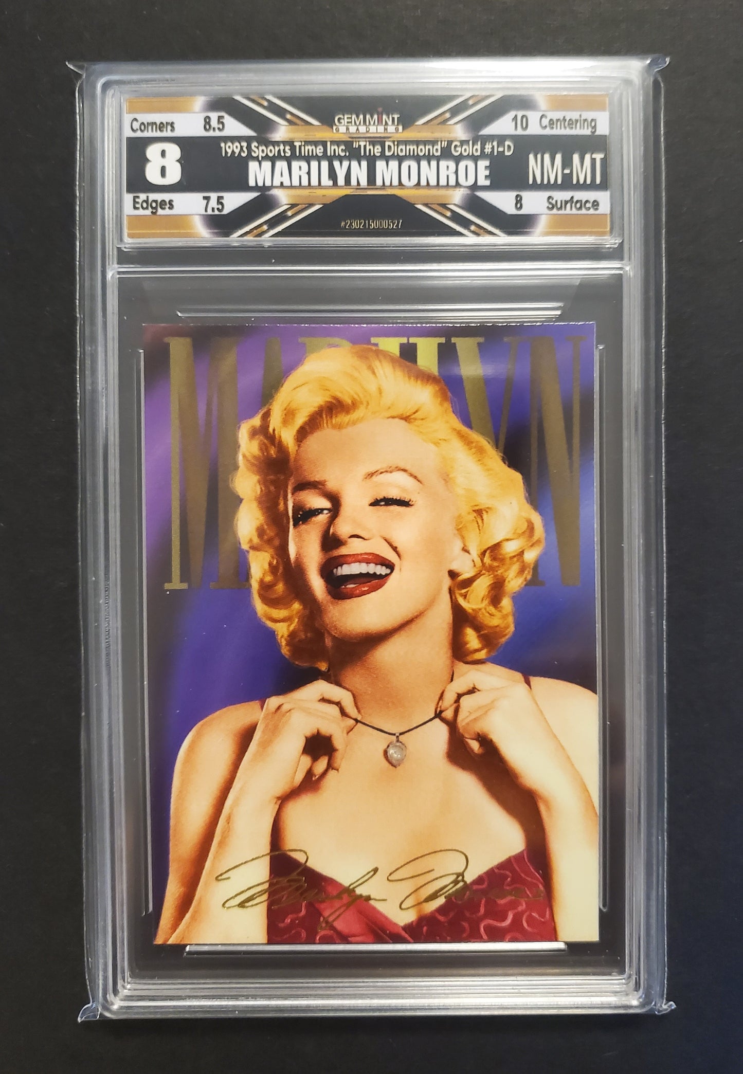 Marilyn Monroe Diamond Certified Card Sports Time Inc 1993 #1-D - Graded 8.0