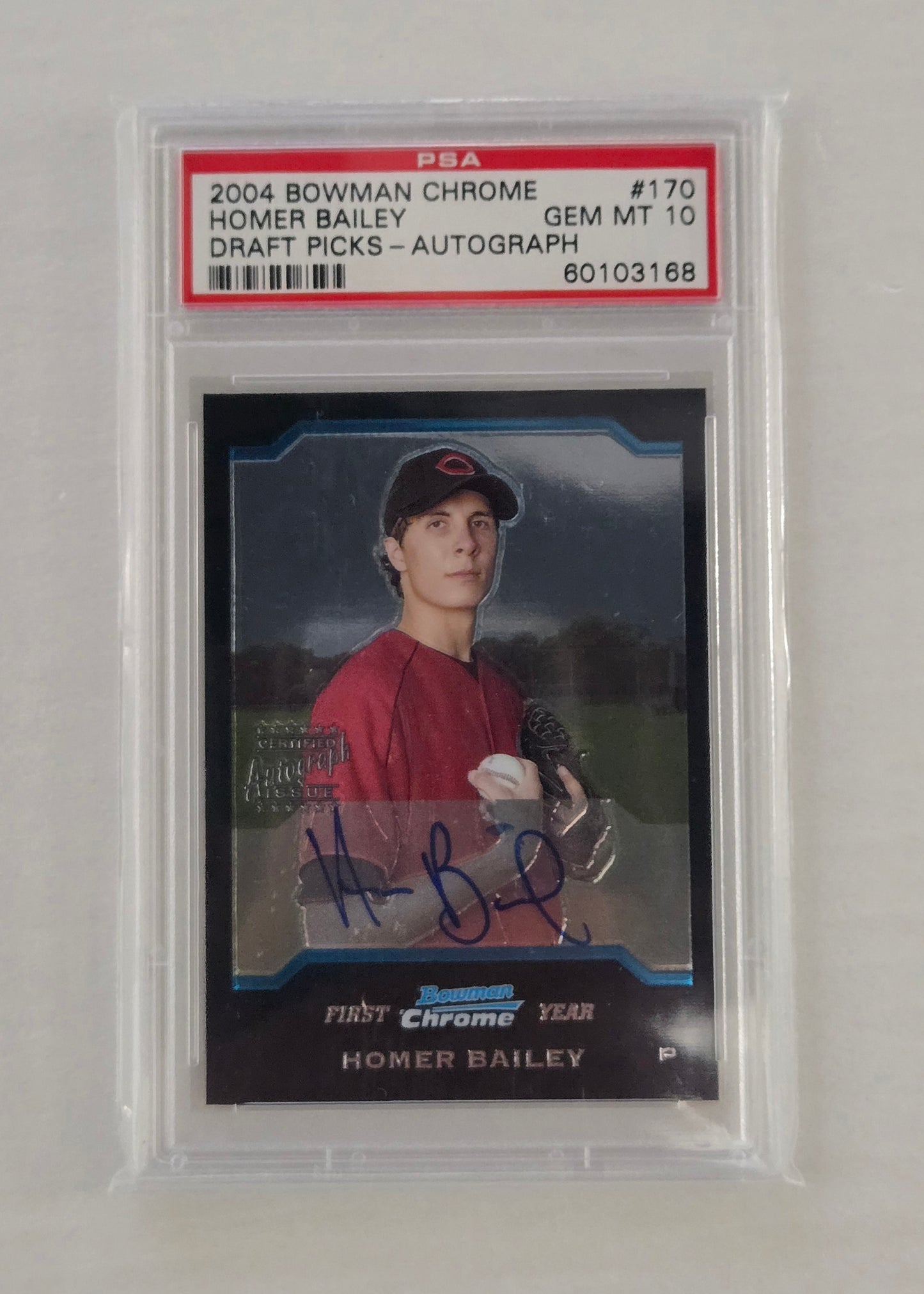 Homer Bailey #170 | 2004 Bowman Chrome Autograph | Graded 10 Gem Mint