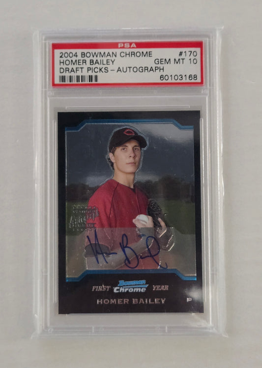 Homer Bailey #170 | 2004 Bowman Chrome Autograph | Graded 10 Gem Mint